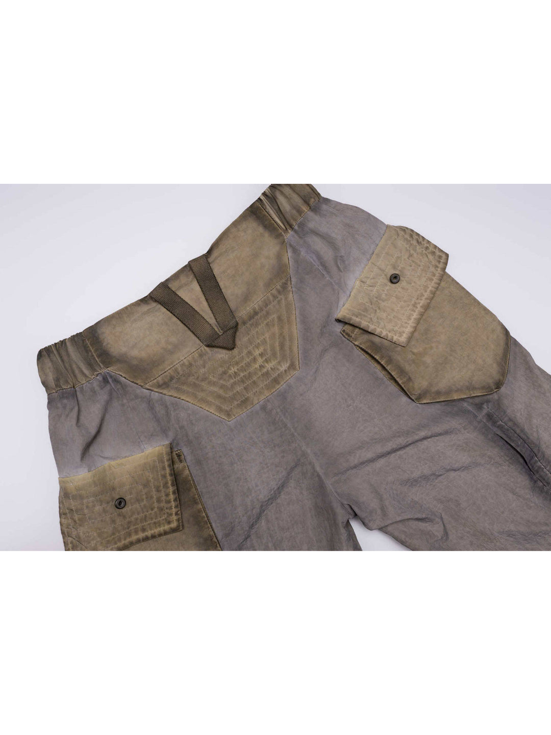 STARCORE mercury brown engineer utility pants — back waistband and rear pockets flat-lay close-up
