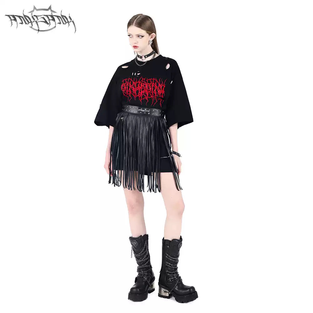 PINKSPINK THORN PRINT DISTRESSED PUNK TEE