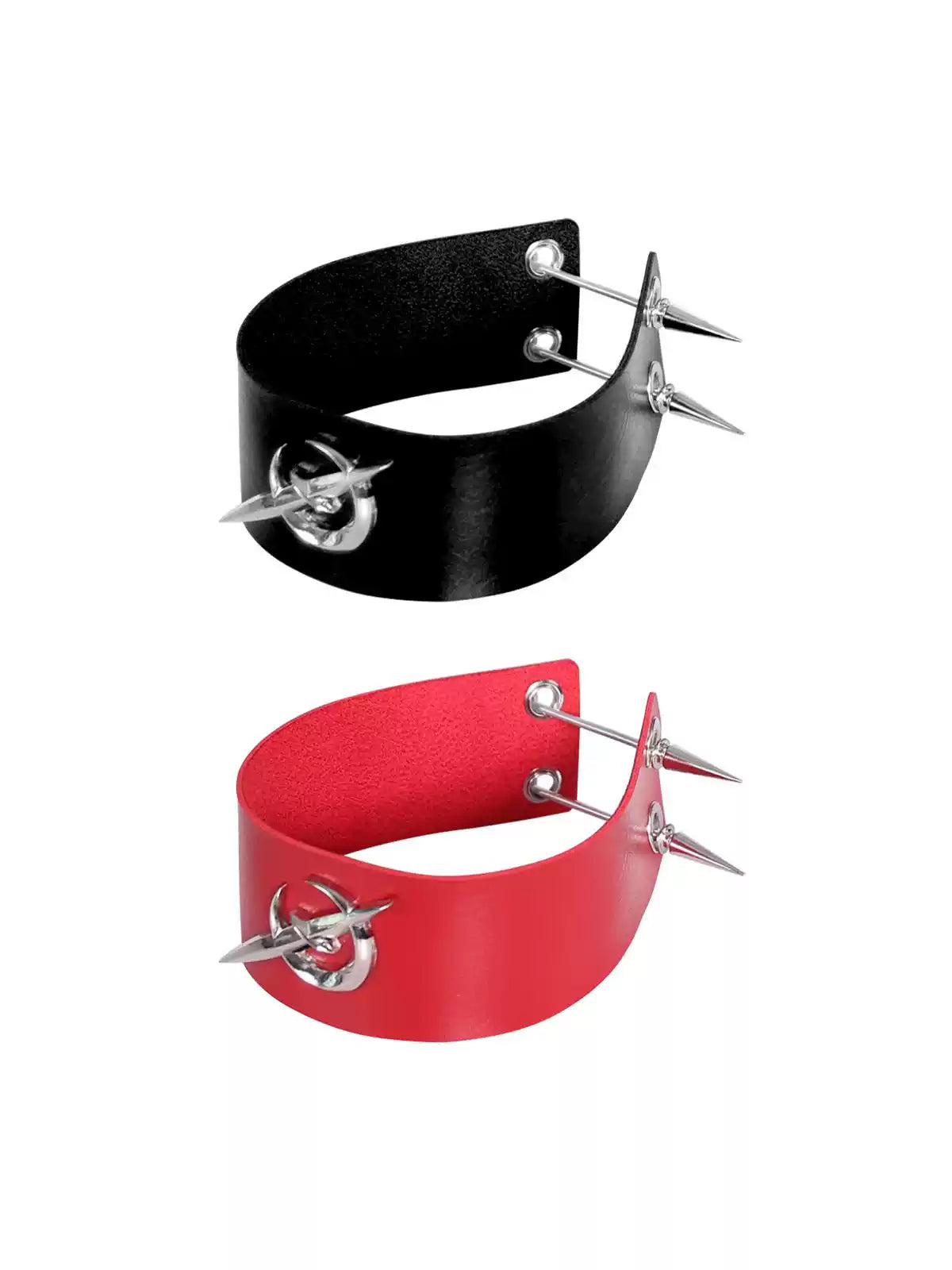 PINKSPINK ELECTRIC MOON punk leather choker — alternate gallery view showing the design details