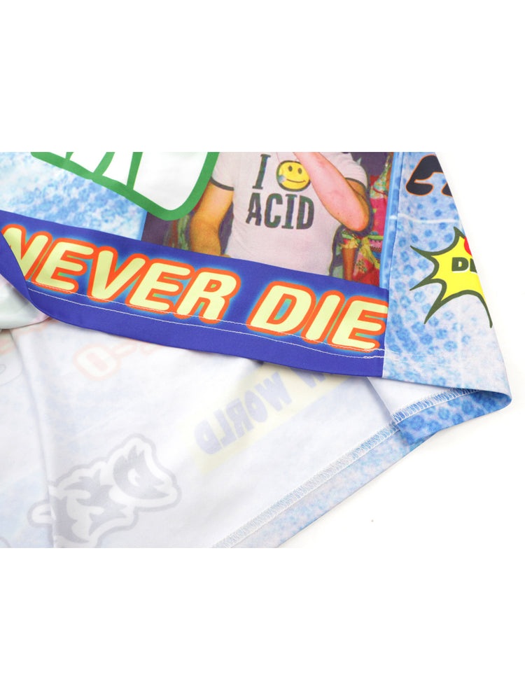 DEADENDKIDS GOOD TIMES heavyweight graphic tee — full-length modeled view