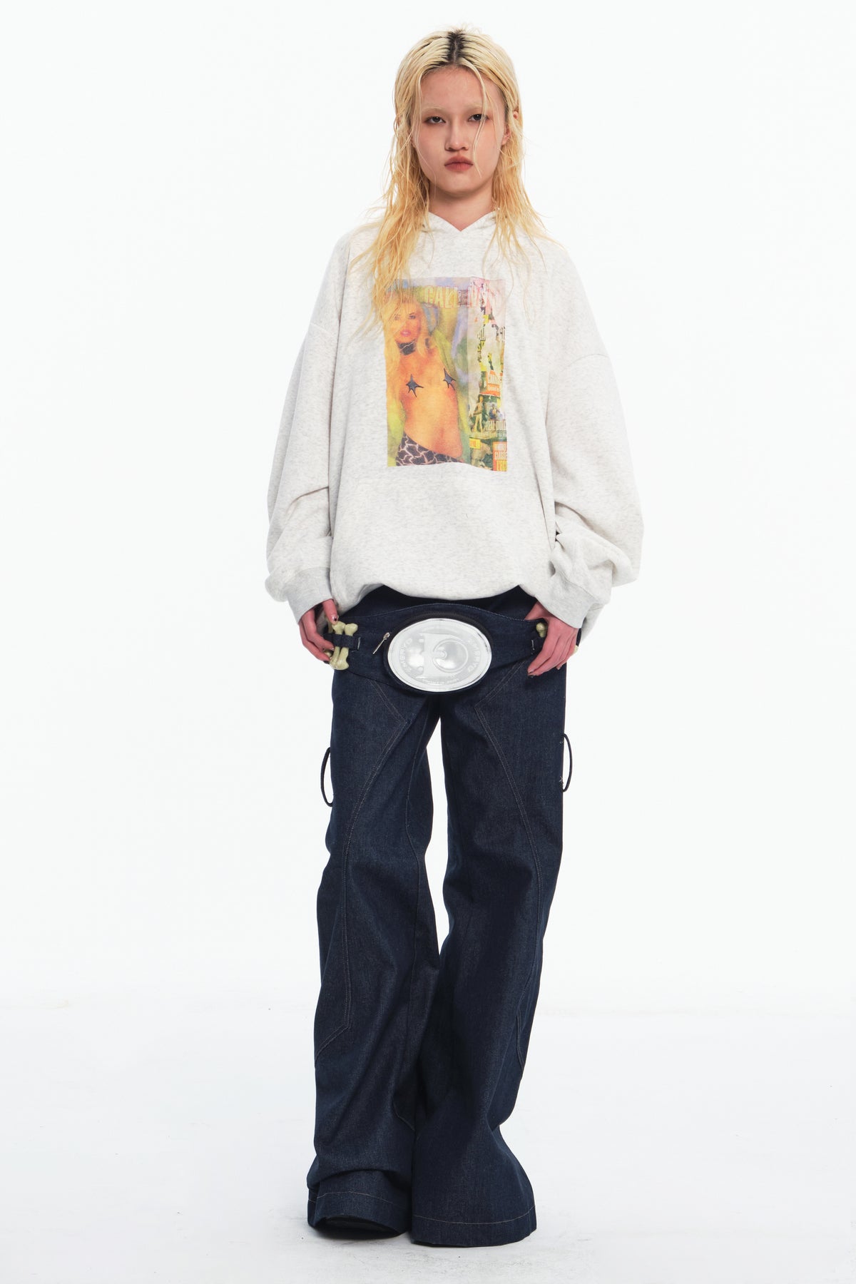 EMBRYO STAR GIRL graphic hoodie — rear modeled view