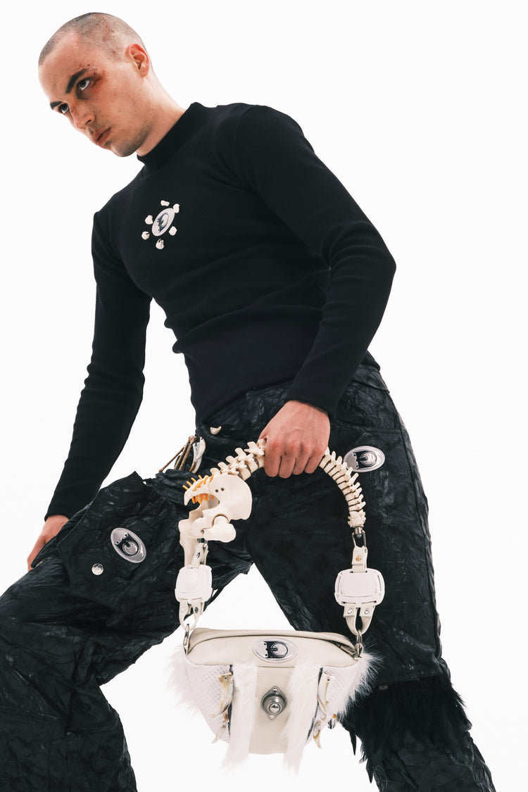 EMBRYO SPINE FRAME bone-handle leather bag — material and hardware detail