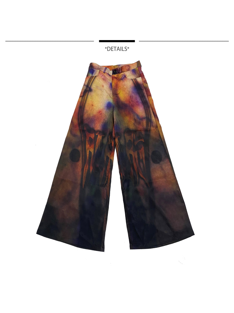 EMBRYO BRUISE SIGNAL printed wide-leg pants — construction detail