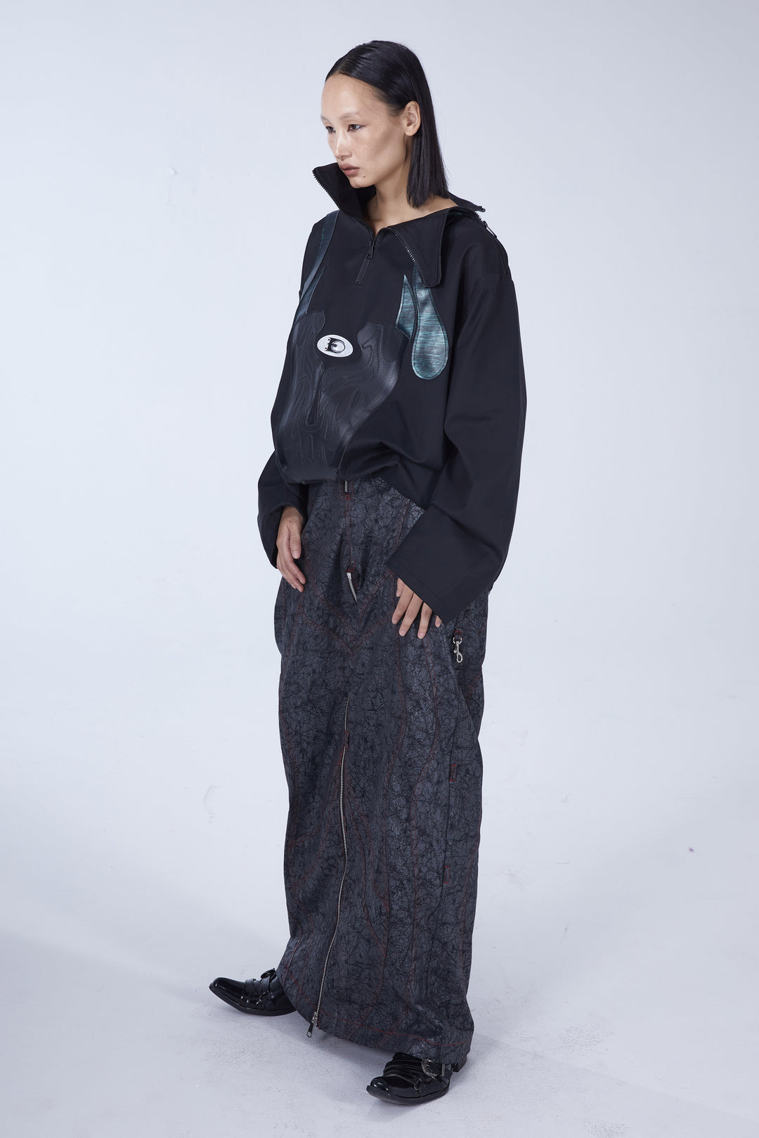 EMBRYO SHOE COLLAR asymmetrical sweatshirt — garment-only view