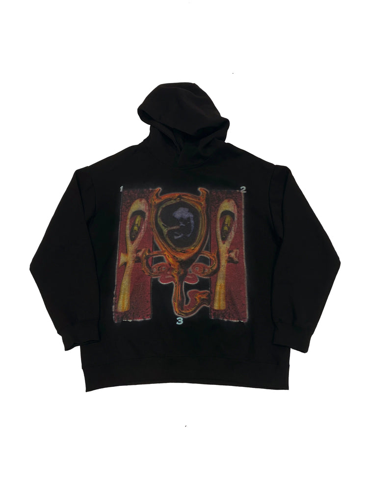 EMBRYO CAVERN CROSS graphic hoodie — alternate styled presentation