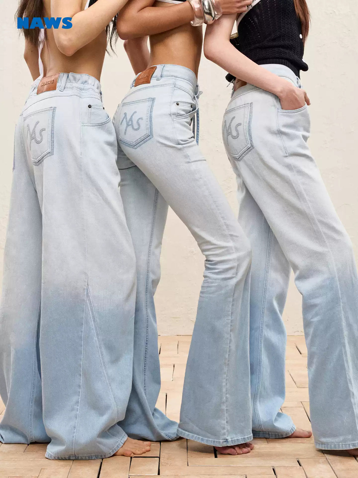 NAWS SUMMER VACATION hemp-blend wide-leg jeans — alternate gallery view showing the design details