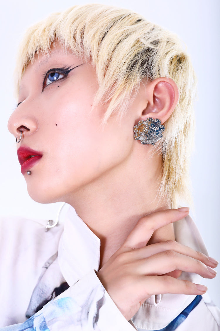 EMBRYO RUYI detachable sculptural earrings — modeled ear view