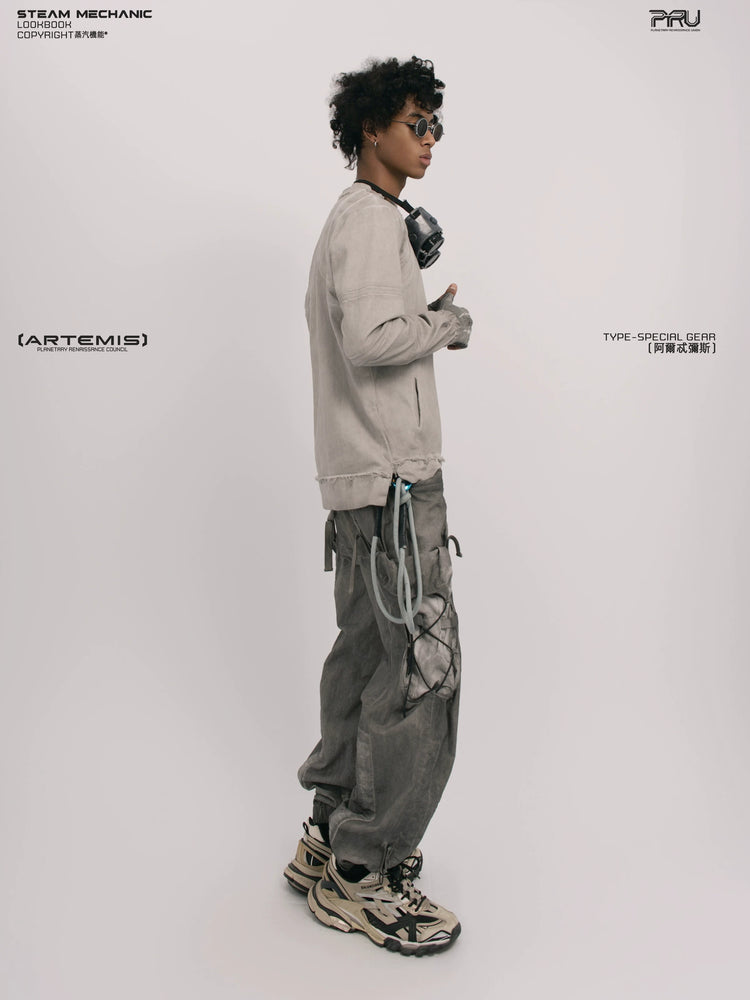 CHAOS ERA eris white raw-edge long-sleeve top — construction detail