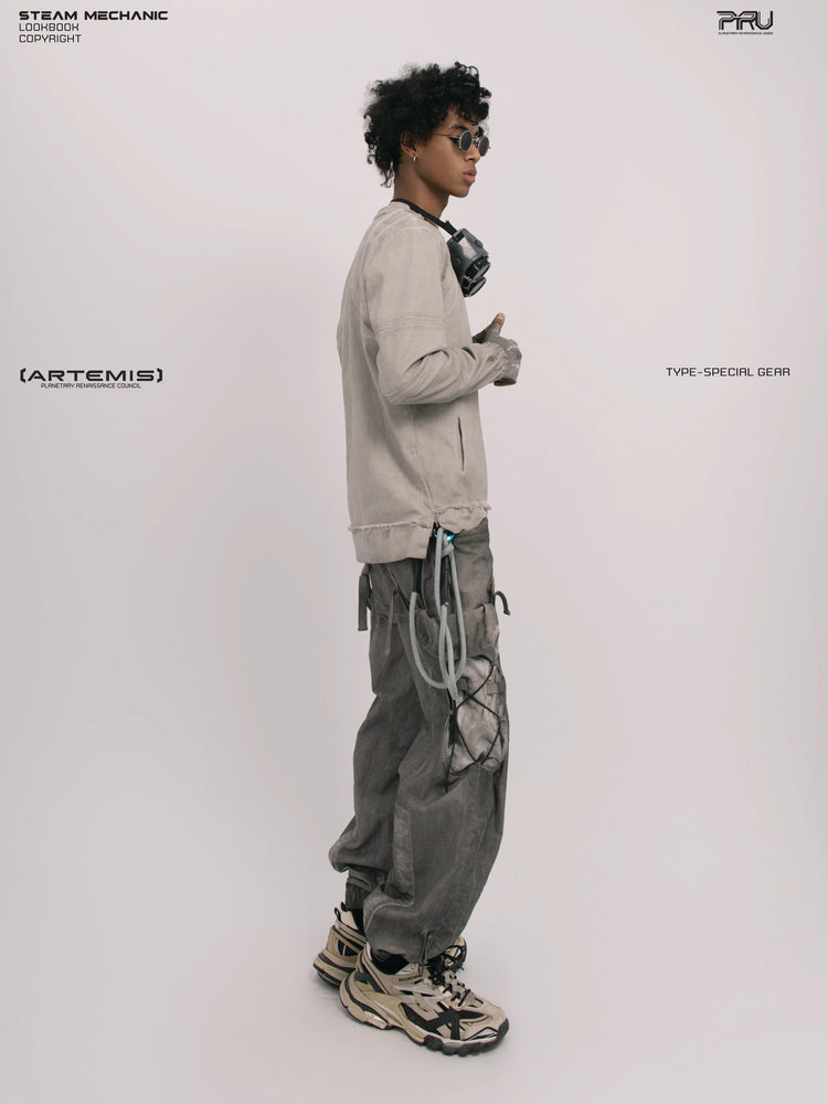 CHAOS ERA eris white raw-edge long-sleeve top — full-length side view