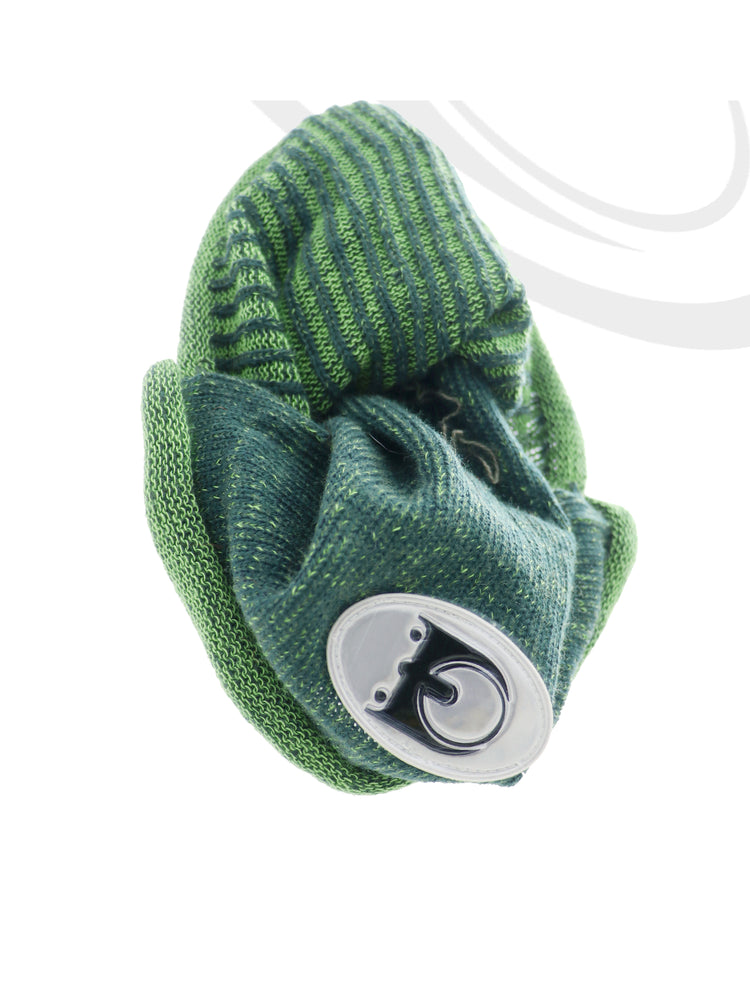 EMBRYO DOUBLE FORM convertible knit hat — close modeled view