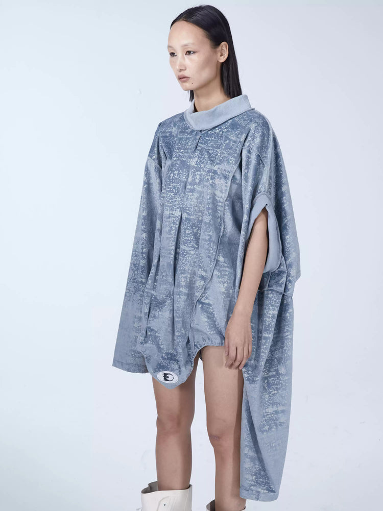 EMBRYO DOUBLE COLLAR asymmetric sweatshirt — front modeled view
