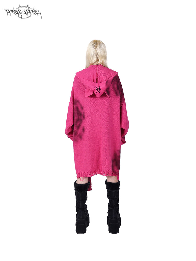 PINKSPINK ELECTRIC MOON graffiti color-block sweater — alternate modeled styling view