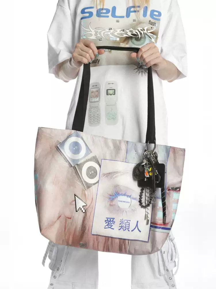DEADENDKIDS GLITCH PRINCESS Tyvek tote bag — alternate styled presentation