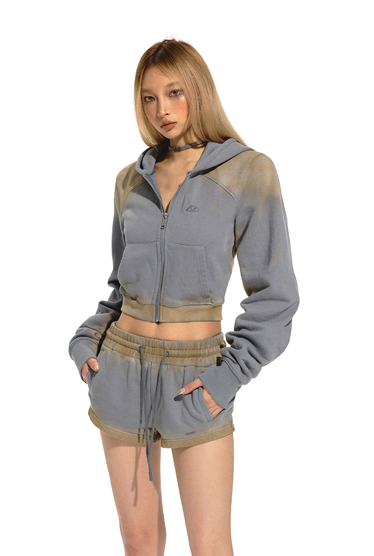 NAWS ROYAL BLUE MUD-DYED ZIP HOODIE JACKET