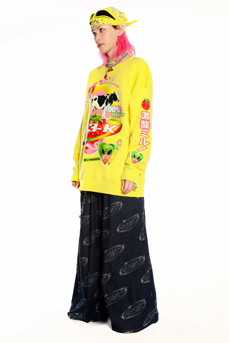 DEADENDKIDS LEMON RIOT cotton sweatshirt — construction detail