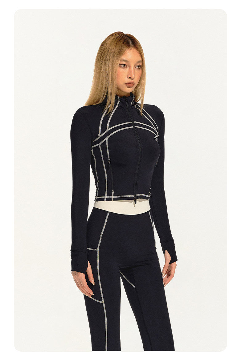 NAWS CLOUD quick-dry zip athletic top — full-length modeled styling view