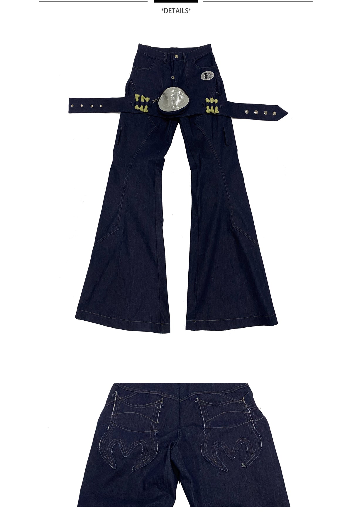 EMBRYO BONE FRAME low-rise flare pants & waist panel — alternate modeled angle