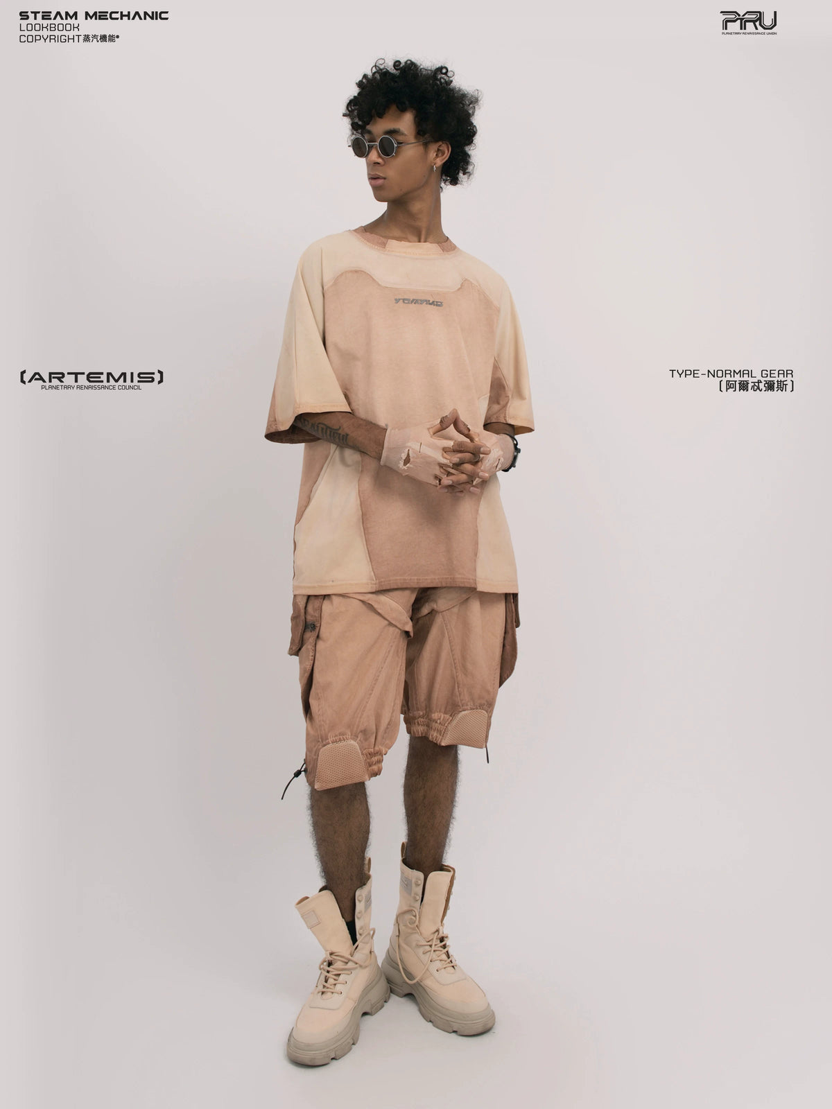 VOID soft dawn orange breathable technical tee — side modeled view