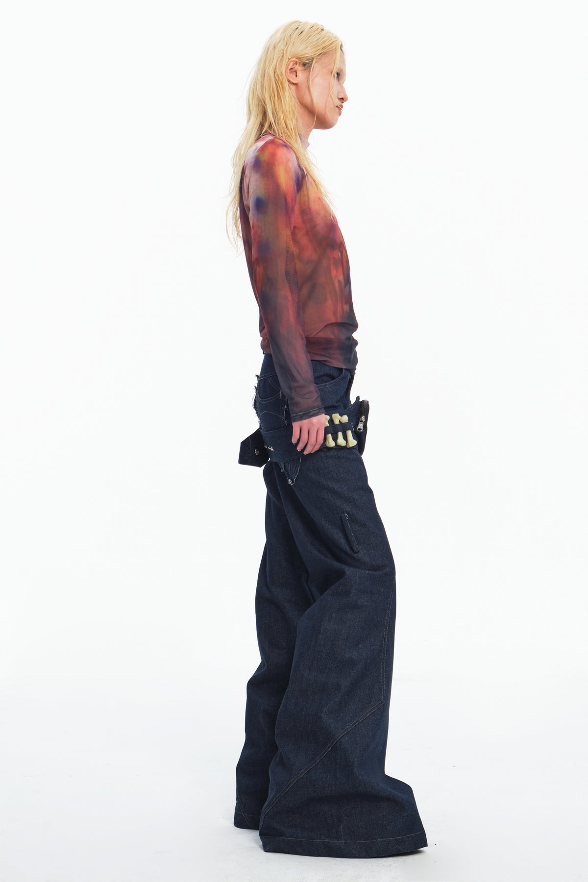 EMBRYO BONE FRAME low-rise flare pants & waist panel — garment-only view