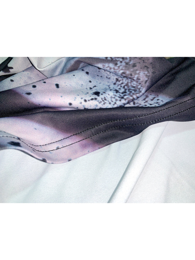 DEADENDKIDS RIOT GRAFFITI fitted maxi dress — close modeled view