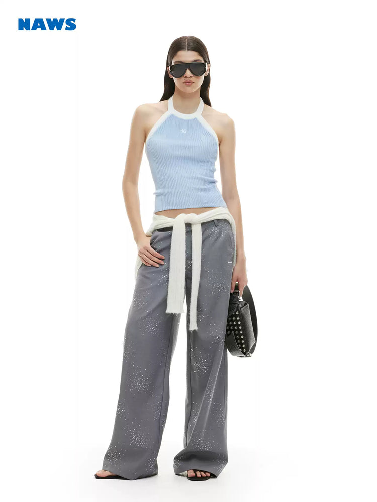 NAWS EQUESTRIAN wool halter vest — modeled front styling view