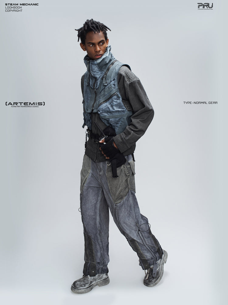 PIONEER moon dust gray distressed protection zip jacket — alternate product view