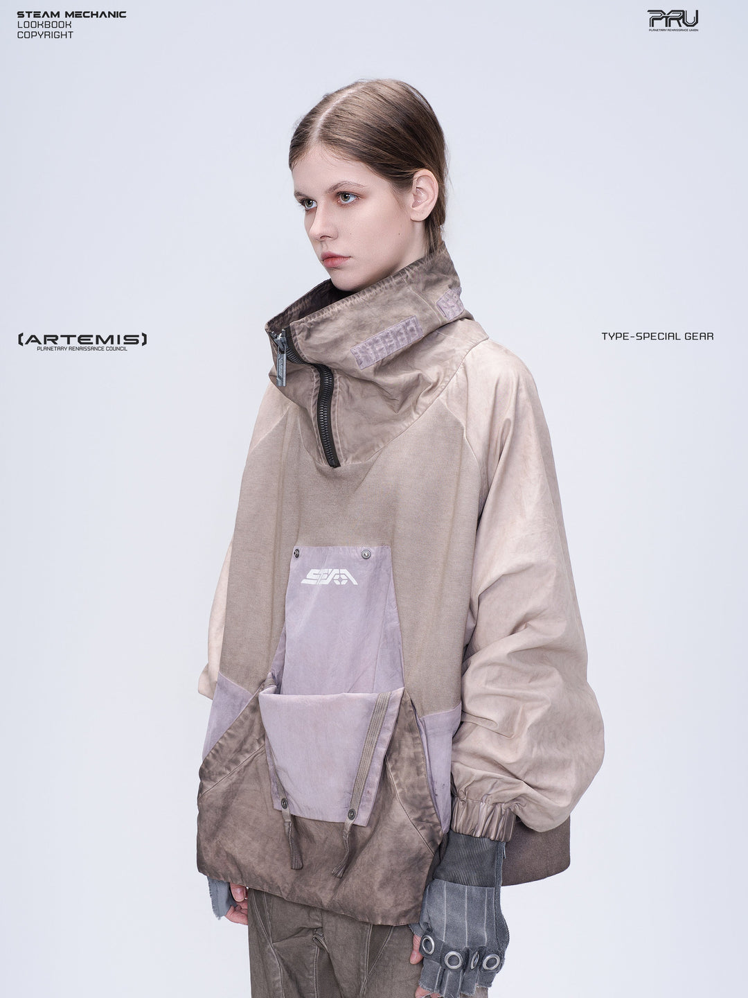 PIONEER venus orange detachable-pocket utility hoodie — alternate product view