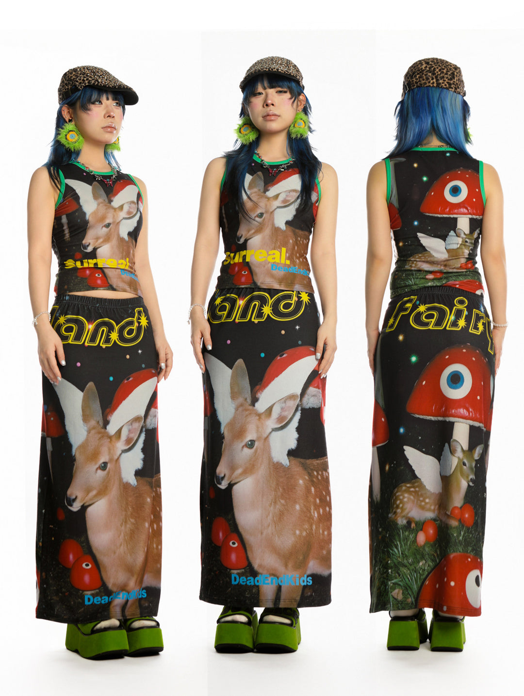 DEADENDKIDS REVERSIBLE ARCHIVE graphic maxi skirt — construction detail