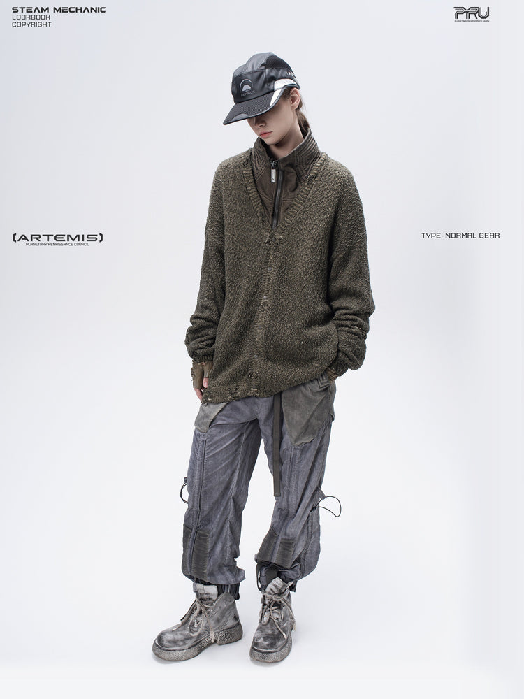 PIONEER tundra green moon-protection distressed sweater — alternate product view