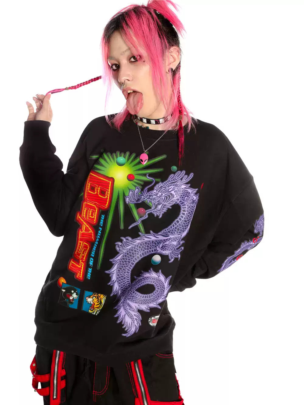 DEADENDKIDS DRAGON PUNK graphic sweatshirt — alternate product presentation