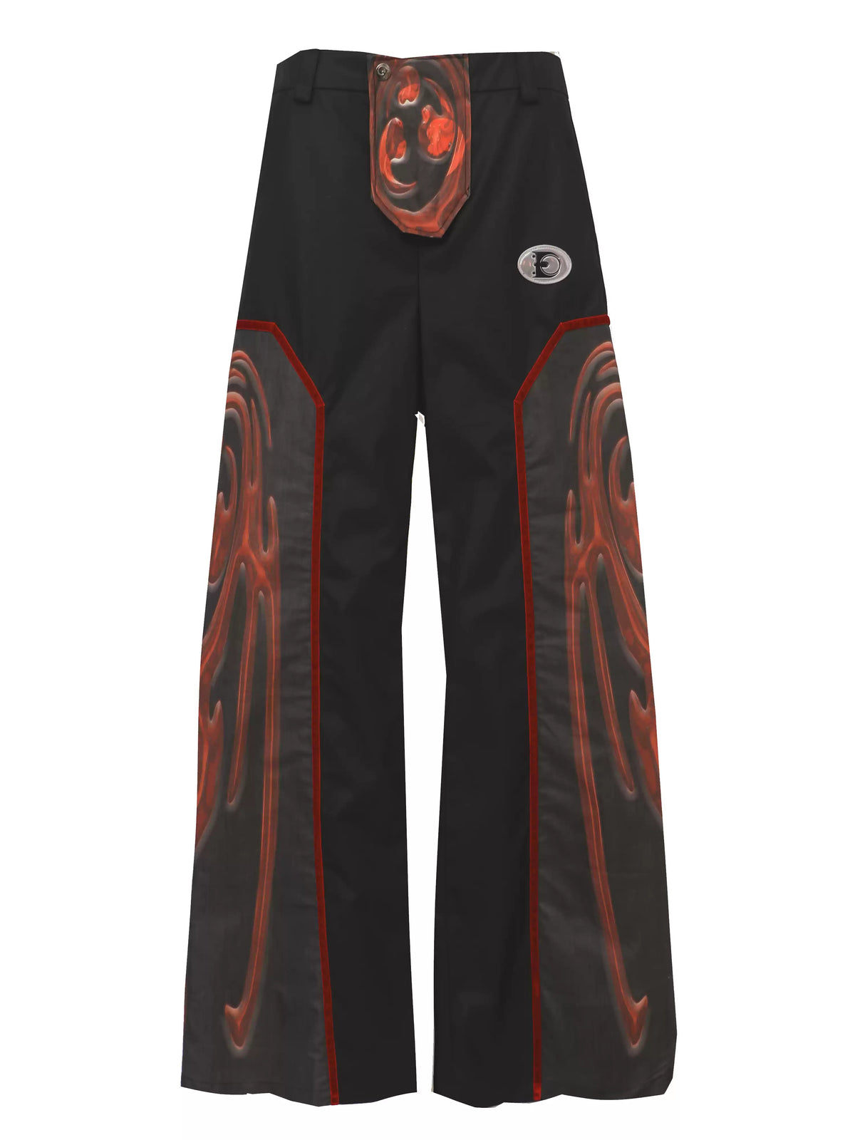 EMBRYO RED TOTEM coated wide-leg pants — alternate styled presentation