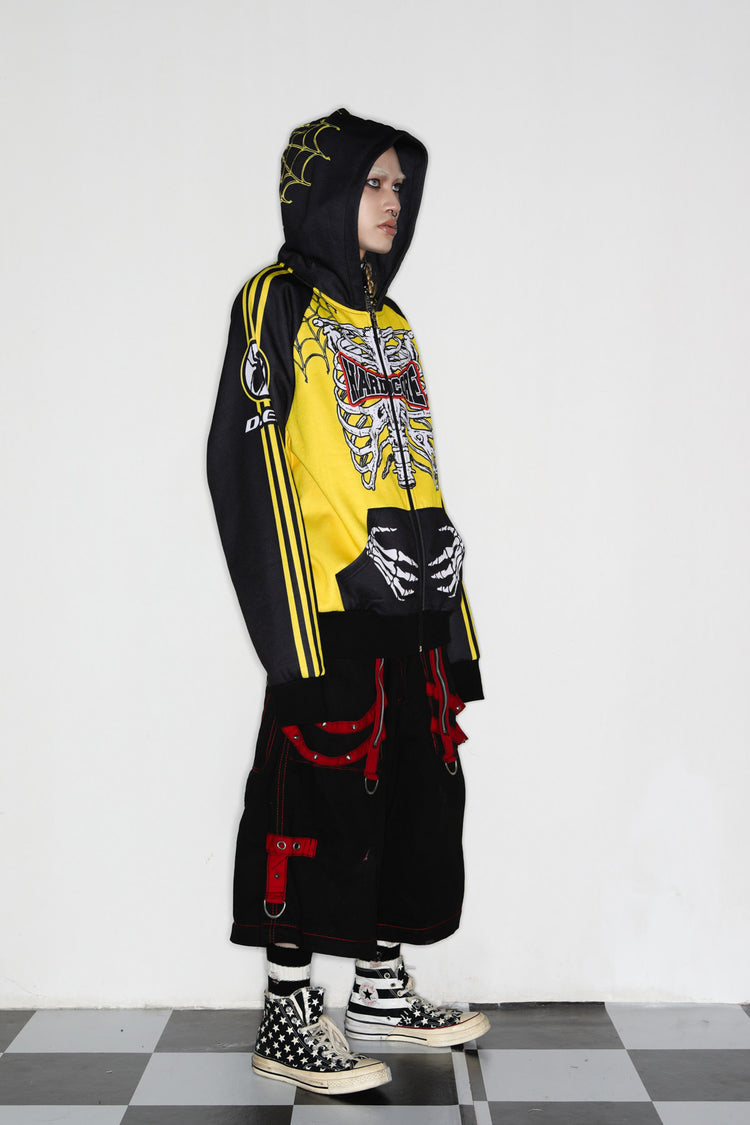 DeadEndKids Hardcore Generation skeleton zip-up hoodie — full-body side