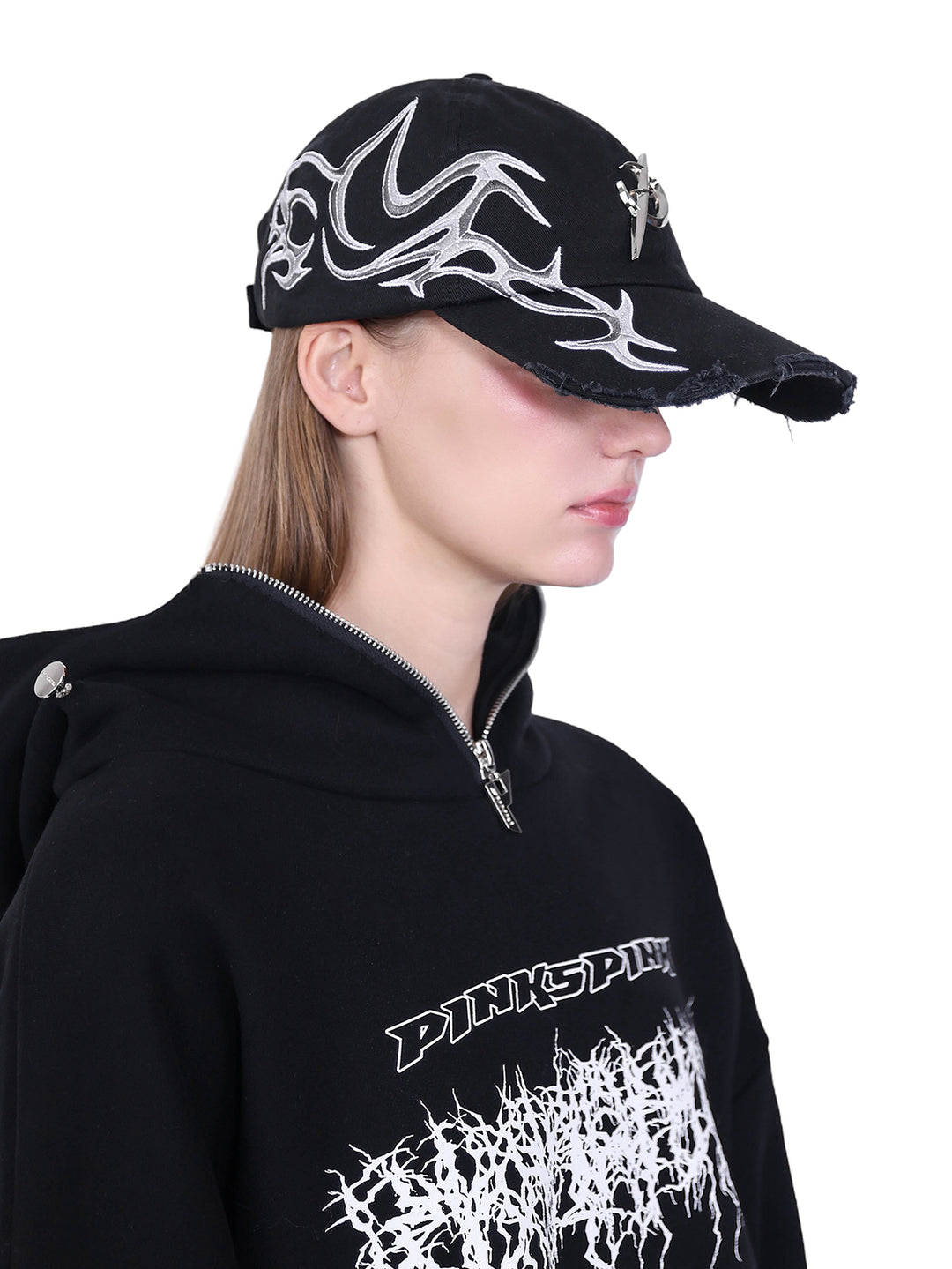 MASK DECOMPOSITION Y2K HOODED SWEATSHIRT