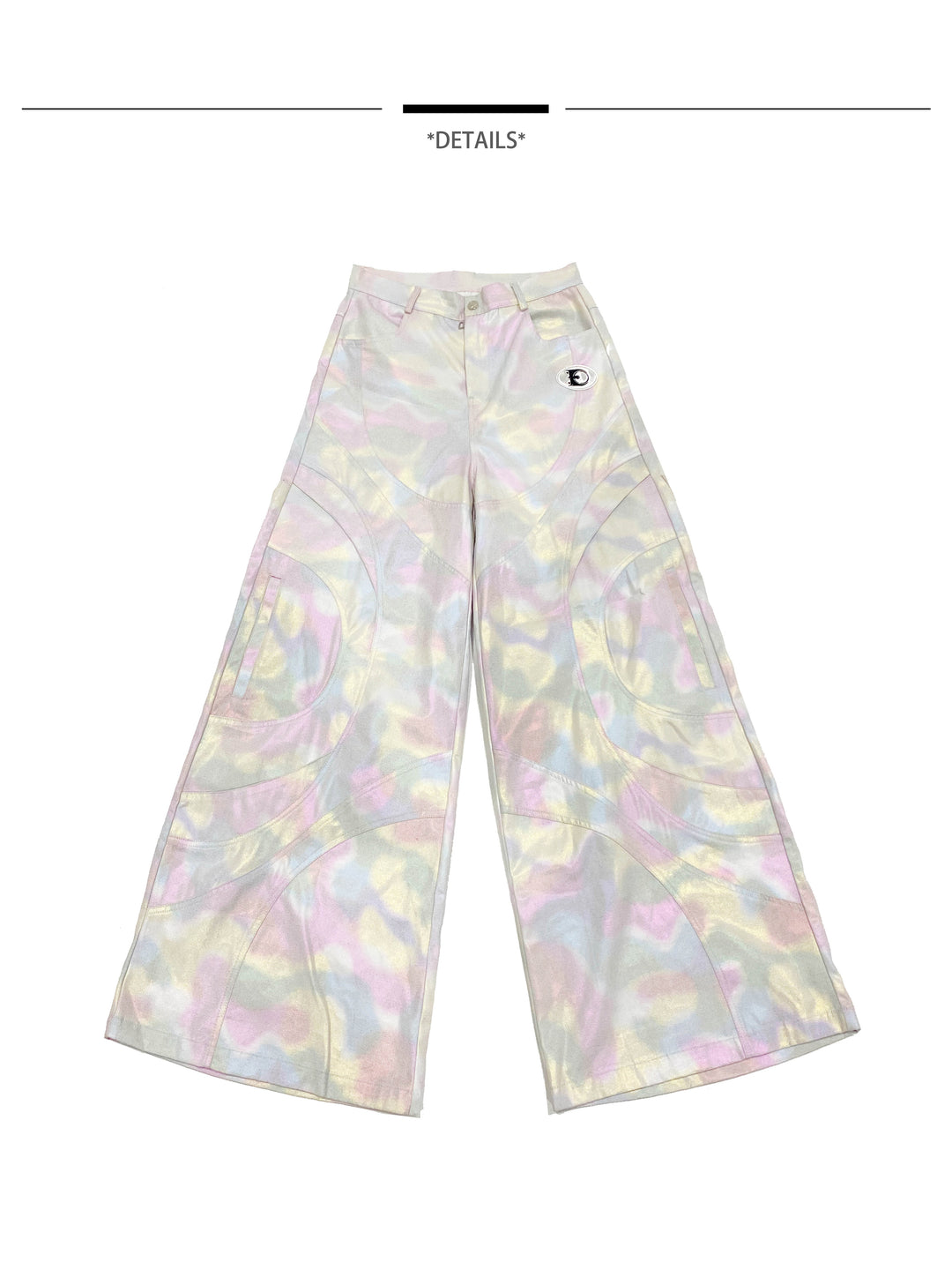 EMBRYO REFLECTIVE CAMO deconstructed wide-leg pants — product-only front view
