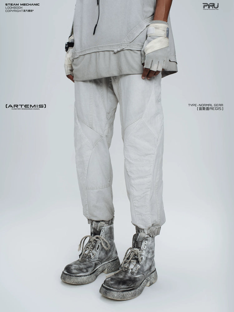 AEGIS eris white cropped moto riding pants — side modeled view
