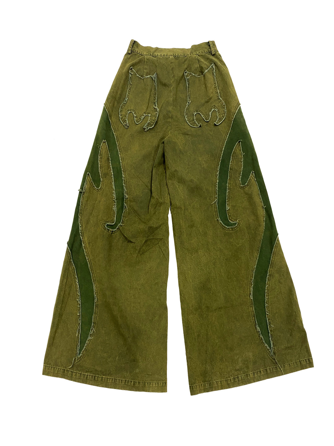 EMBRYO GREEN GUARD distressed wide-leg pants — alternate modeled angle