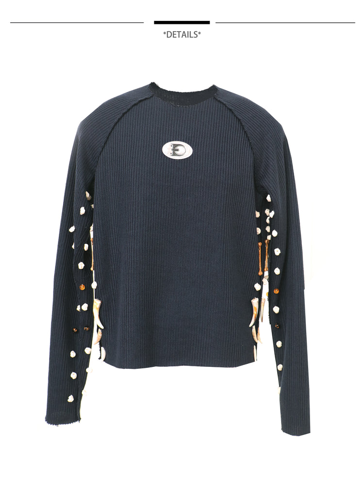 EMBRYO BONEWORK hand-knit sweater — product-only rear view