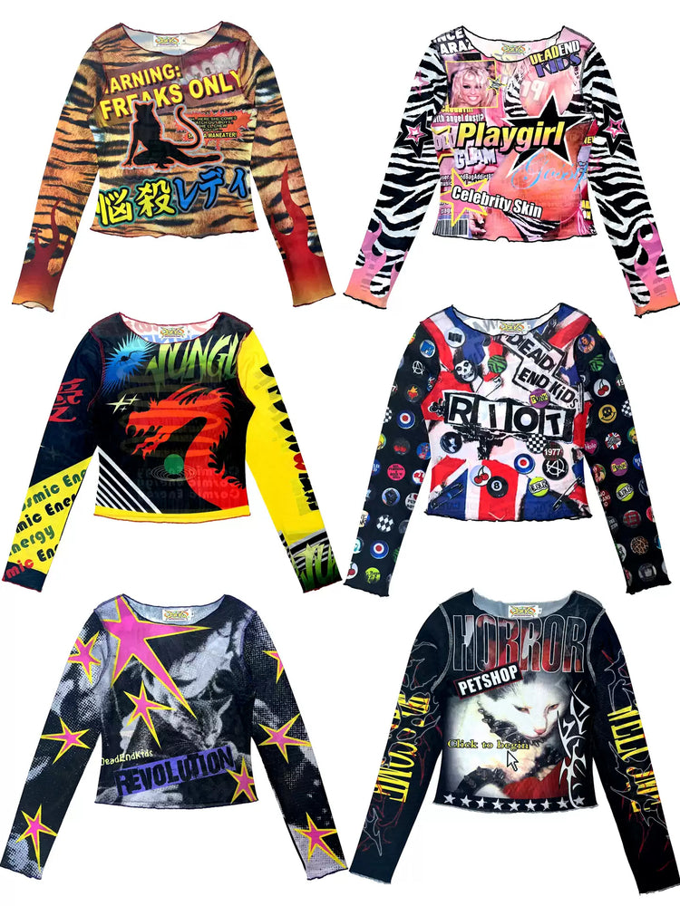 DEADENDKIDS GRAPHIC RIOT fitted mesh top — front product presentation