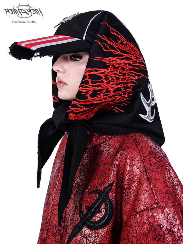 PINKSPINK ELECTRIC MOON embroidered bandana baseball cap — cleaned hero collage showing the complete design