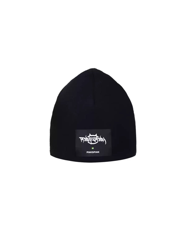 PINKSPINK GALAXY LIGHTNING logo knit beanie — alternate gallery view showing the design details