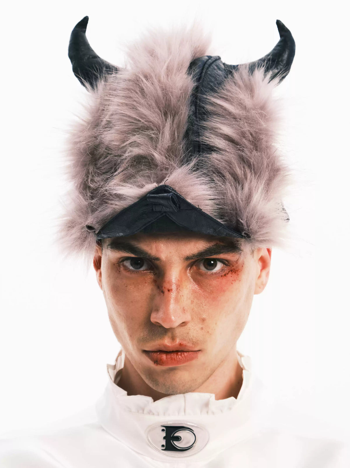 EMBRYO HORNFORM faux-fur hat & bag — rear or construction presentation