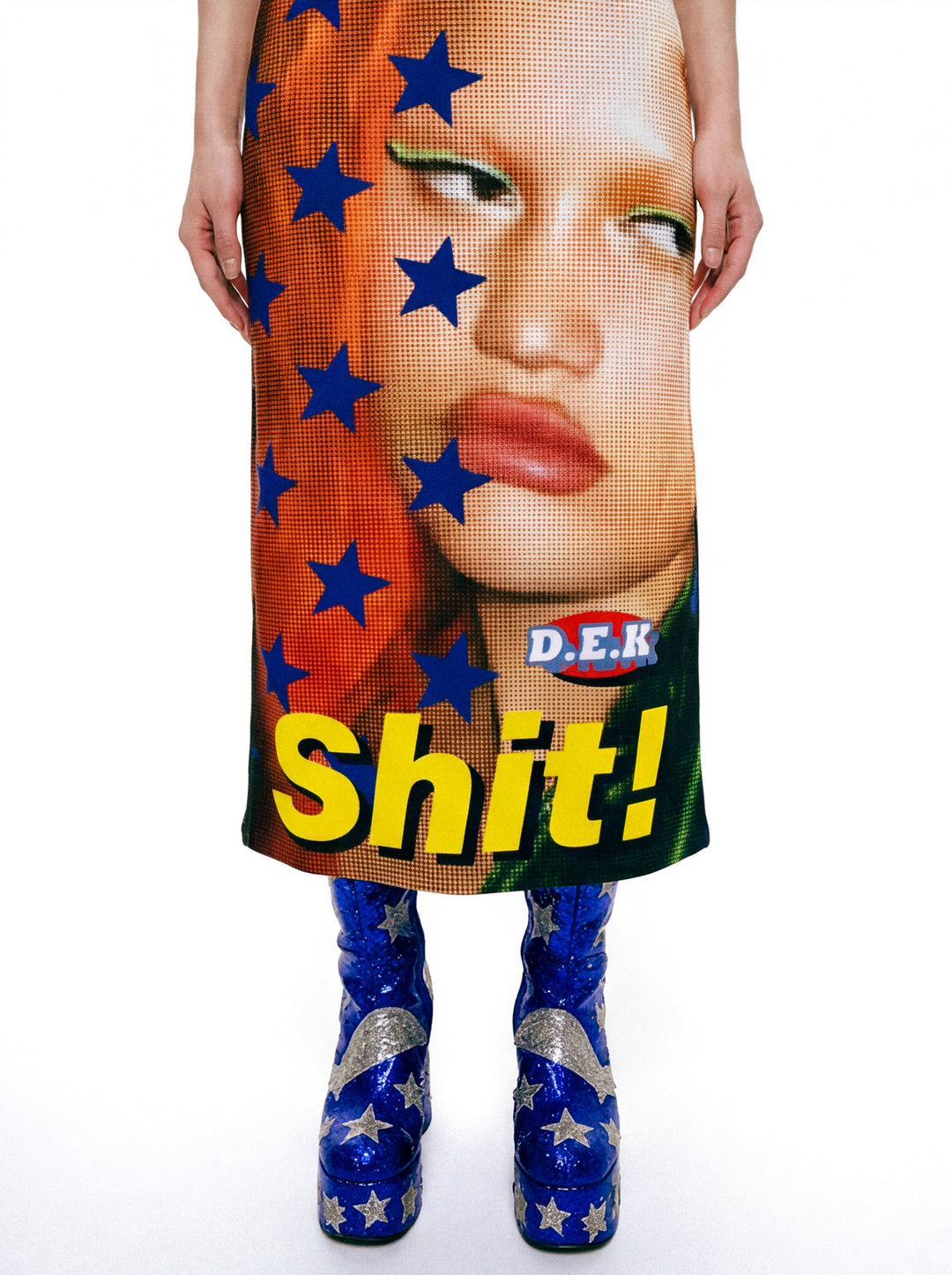 DEADENDKIDS SHIT STAR fitted tank maxi dress — rear or construction presentation