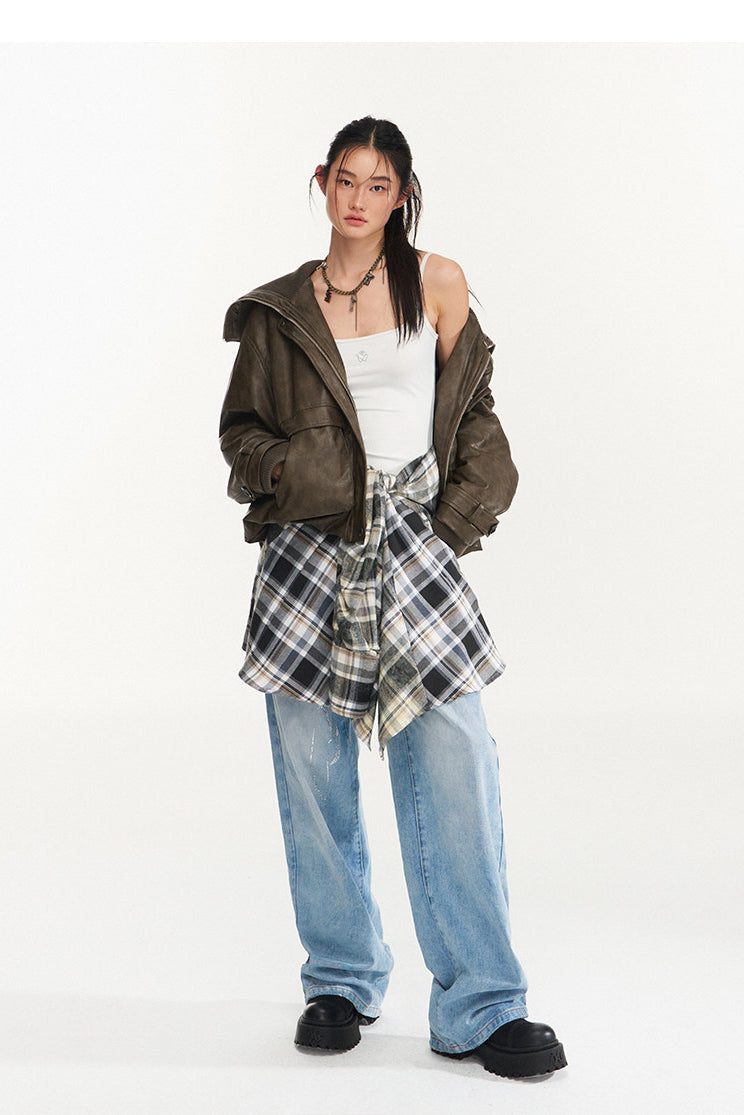 NAWS HIPPY RIDER oversized padded moto jacket — full-length modeled styling view