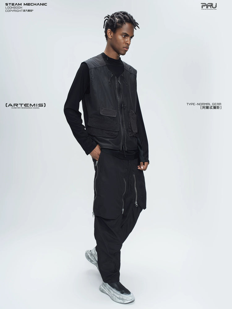ARTEMIS stardust black stretch technical base-layer top — alternate product view