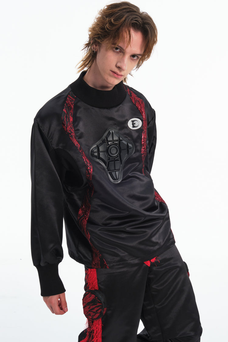 EMBRYO IMPACT SHIELD padded sweatshirt — material and hardware detail