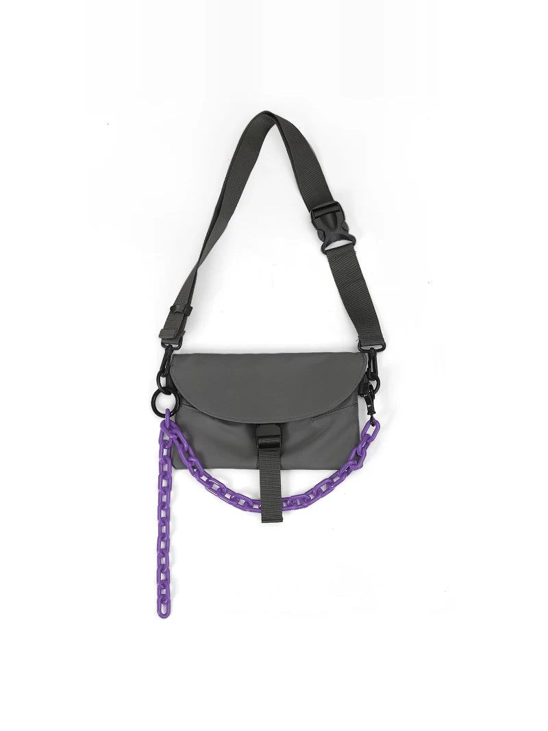 OFF-LABEL crossbody bag in gray with purple detachable chain