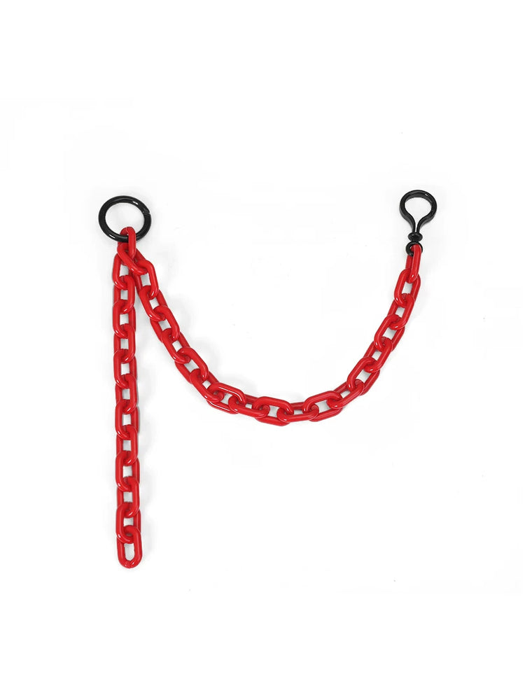 OFF-LABEL red detachable decorative chain with black attachment clips, chain-only option without bag