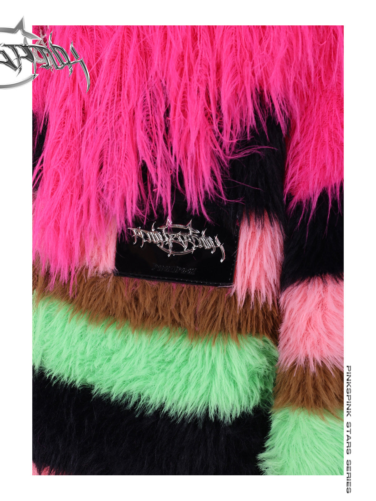 PINKSPINK FUTURE COLOR striped zip cardigan — product detail view showing texture and hardware