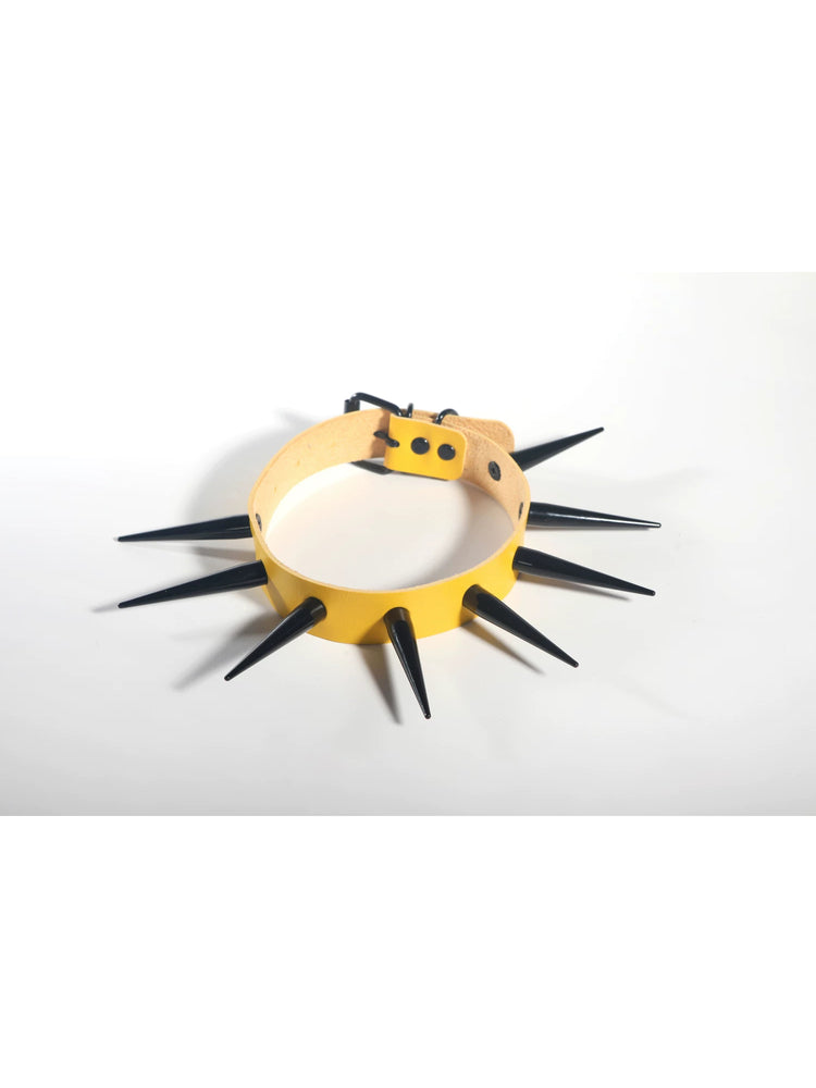 DEADENDKIDS SPIKE RING studded choker — alternate modeled angle