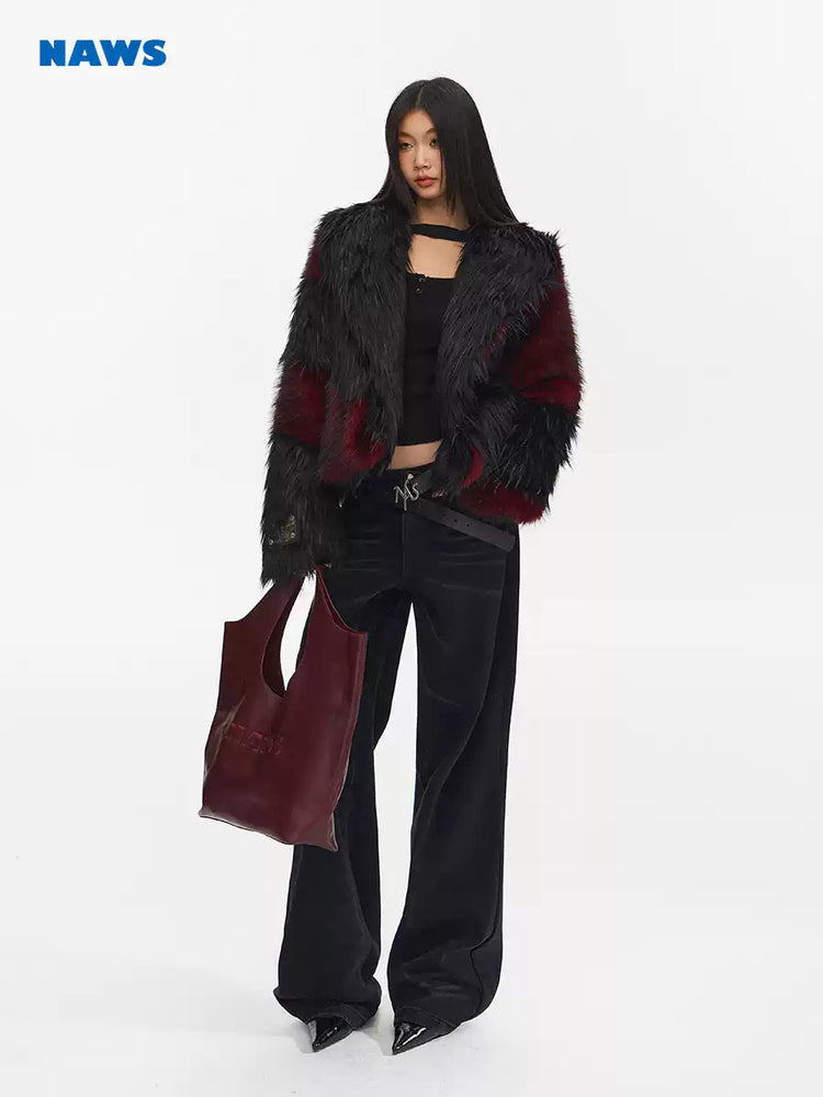 NAWS NIGHT GARDEN faux-fur jacket — modeled front styling view
